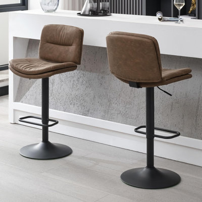Double-Layer Upholstered Swivel Adjustable Height Bar Stool Counter Stool (Set of 2)