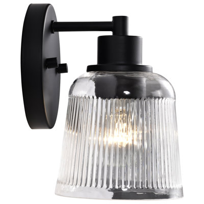 Amissa - 1 Light Vanity - Matte Black Finish - Clear Ribbed Glass
