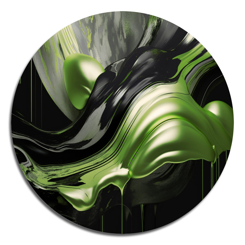 Captivating Marble Ii - Abstract Wall Decor On Metal, 16" W x 16" H, Green