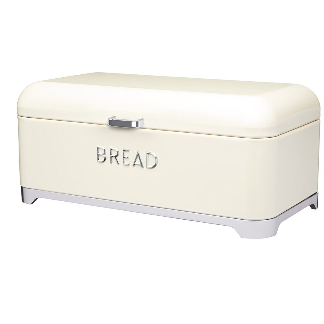 Brotkasten, Creme Brotkasten, Retro Style, 42 X 22 Cm (16.5" X 8.5"), Vanillecreme