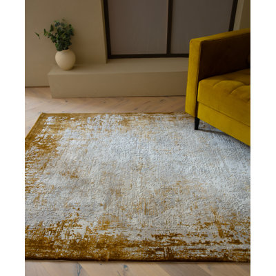 Abrienne Soft Shiny Border Gold Rug