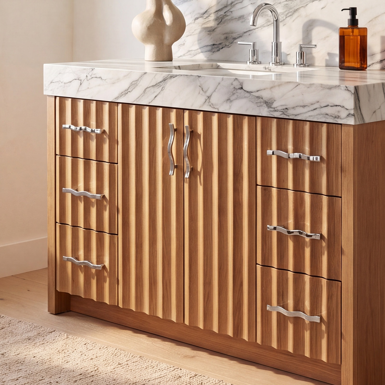 Wave Bar Cabinet Pull, Polished Chrome