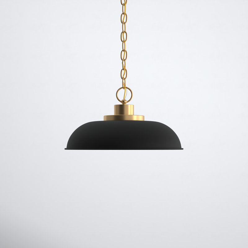 Eddy 1 - Light Single Pendant, 8" H x 15" W x 15" D, Matte Black/Burnished Brass