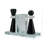 Modern Crystal Glass Bookends - Chess Piece Inspired Decorative Book Ends for Stylish Shelf and Home Decor - Set of 2, 7", Black and Clear