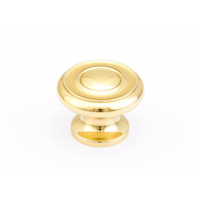 Poignée d'armoire ronde traditionnelle Schaub de 1 1/2 po de diamètre Schaub, Laiton poli
