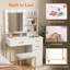 Coiffeuse avec miroir et lumières, couleur / luminosité réglable, bureau de maquillage blanc avec 2 tiroirs et tabouret pour la chambre à coucher, la salle de bain et la salle de maquillage