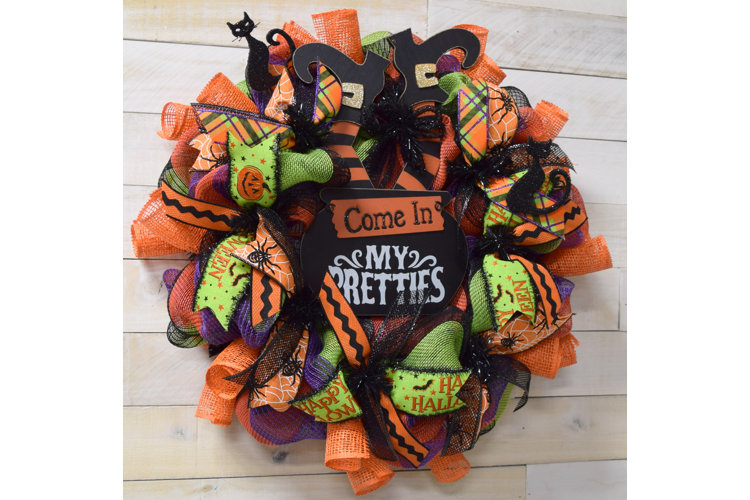 ribbon halloween wreath