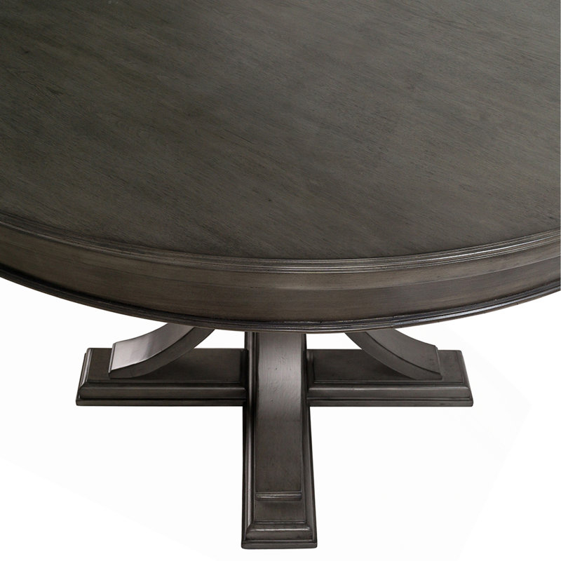Table de salle à manger ronde 44 po, finition classique en bois massif pour salle à manger, Gris