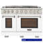 Kucht Professional 48 po 6,7 pieds cubes Pi. Cuisinière avec brûleurs scellés, plaque chauffante et deux fours - une convection - en acier inoxydable avec boutons argentés classiques-73097280-90742613