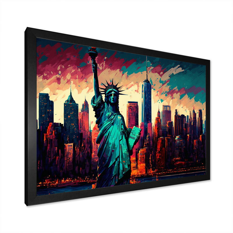 «New York Lady Liberty IV», reproduction sur toile, H 30 po x l 40 po x P 1,5 po, Impression noire sur toile encadrée
