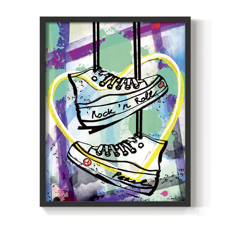 Impression encadrée Pop Glam Topper Sneaker - bois massif, Noir, noir, noir, noir, H 11 po x l 9 po