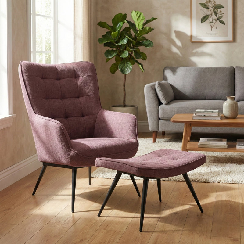 Jessamine Armchair with Footstool, Purple