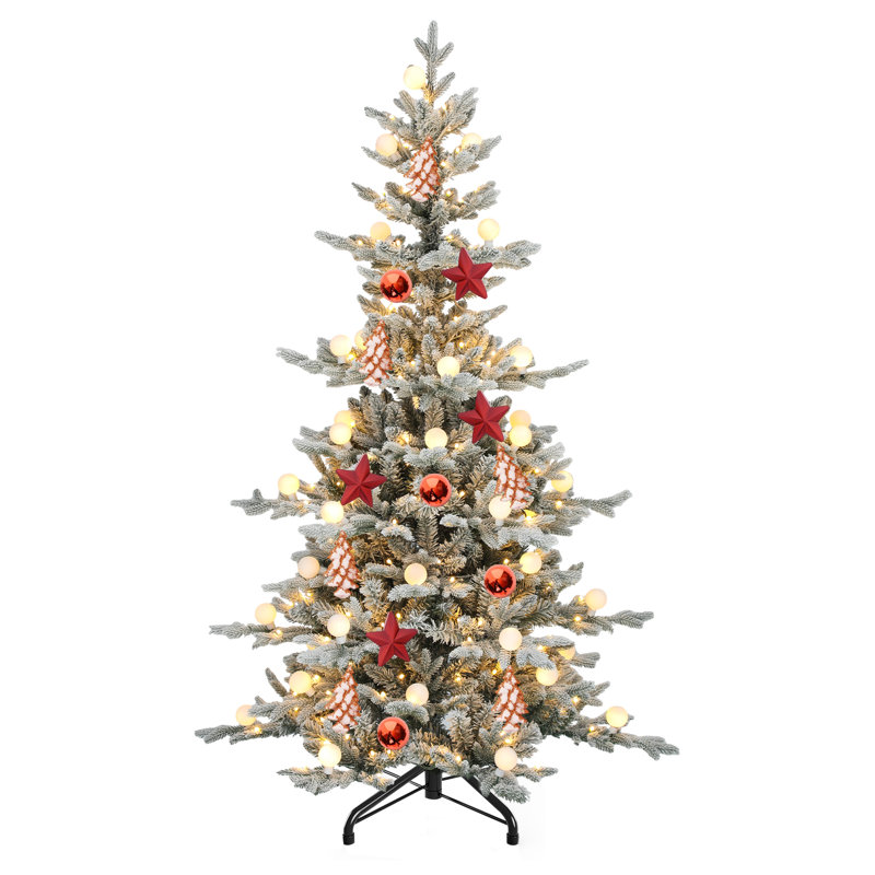 Pre-Lit Flocked Layered Christmas Tree With Removable Bulbs, 6" H