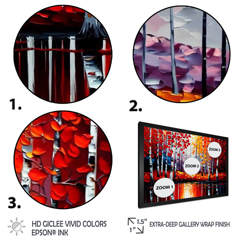 Path in the Red Forest II - reproduction de cadre flottant sur toile, 24" H x 32" W x 1" D, Black Picture Framed Canvas