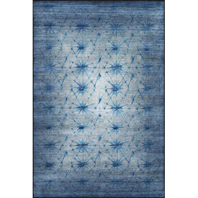 Tapis décoratif à motif géométrique bleu clair lavable à la machine