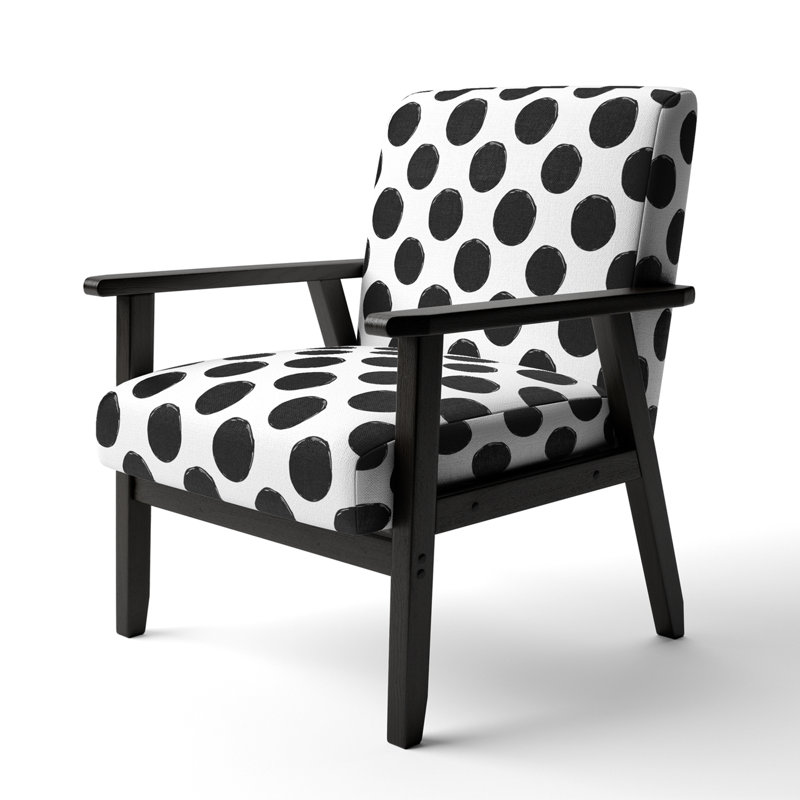 Black Circles Pattern - Velvet Upholstered Patterned Accent Arm Chair
