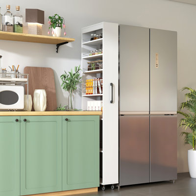 7-Tier Multi-Functional Pull-Out Storage Shelf, Single-Sided Open Design for Kitchen, Living Room & Narrow Spaces by Latitude Run