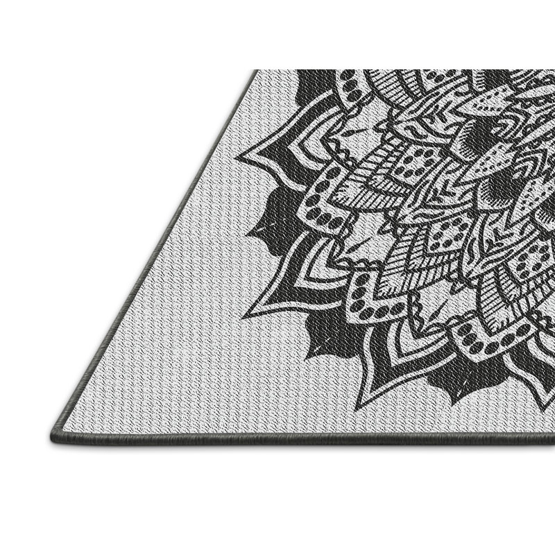 Tapis noir/gris tissé à la machine, Rectangle 5 pi x 7 pi