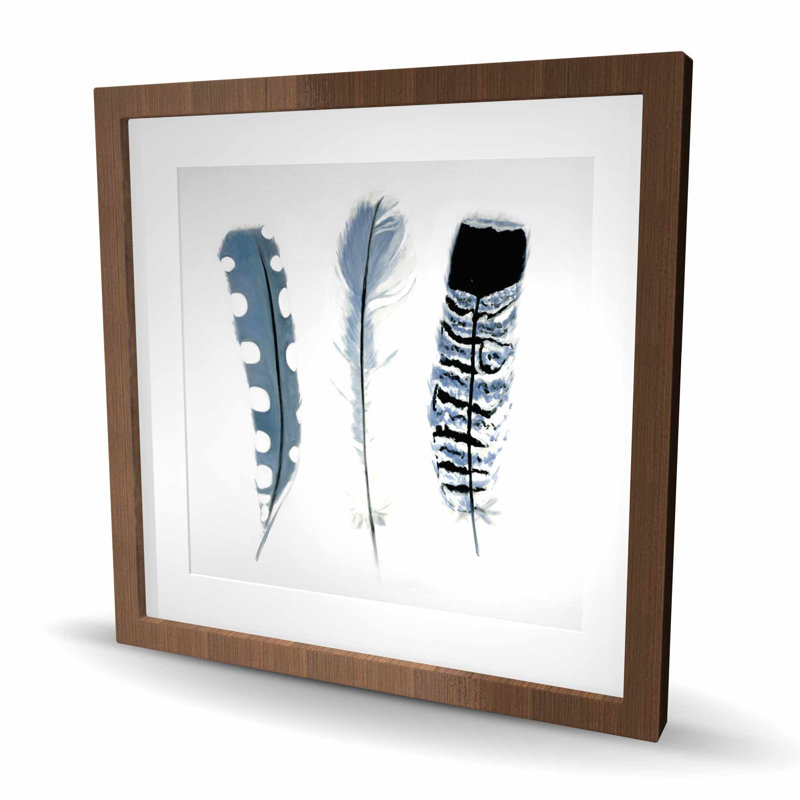 Délicates plumes bleues - plumes blanches avec imprimé mat