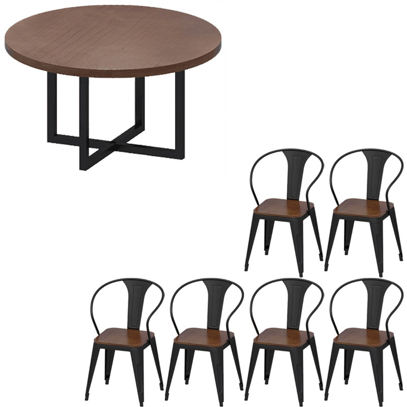 American style solid wood round table set