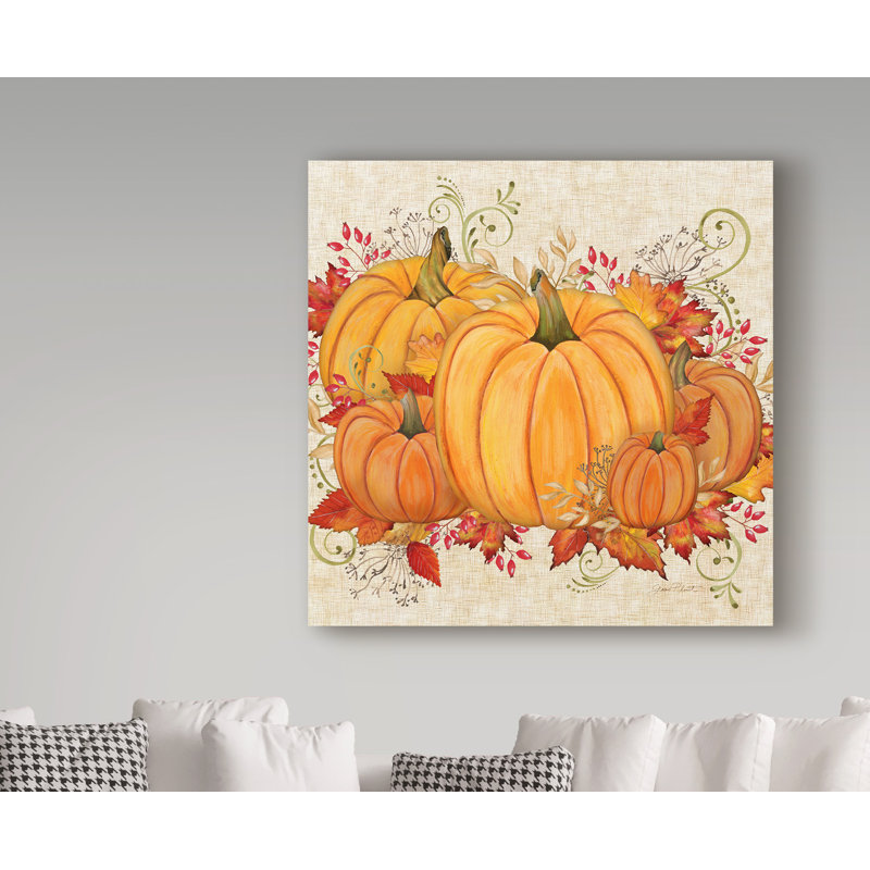 'Fall Pumpkins' Acrylic Painting Print on Wrapped Canvas, 35" H x 35" W x 2" D