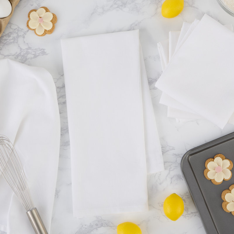 Jeté plat, Ensemble de 6, Blanc / Blanc