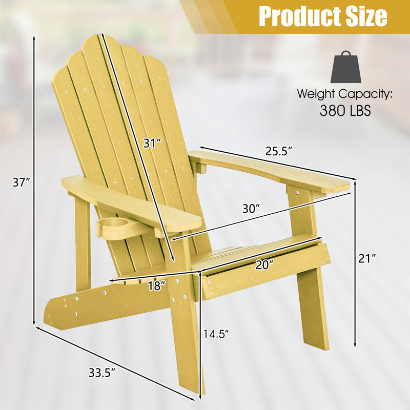 Falmer Outdoor Adirondack Chair, Yellow