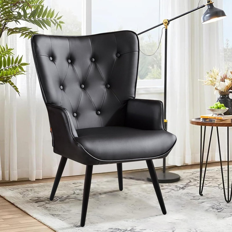 Fauteuil capitonné de 25,5 po Anterria, Noir