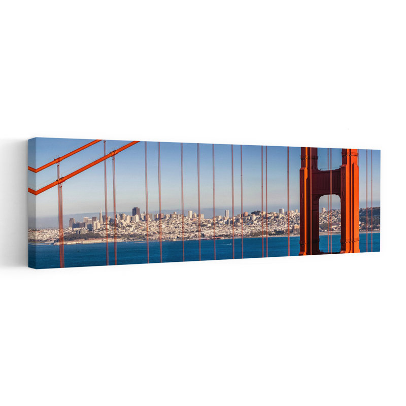 Golden Gate, vue sur la ville, architecture abstraite, art mural, H 20 po x l 60 po