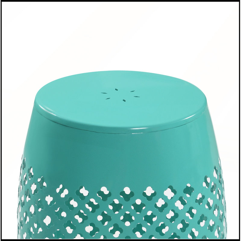 Table d'appoint ronde ajourée en fer thermolaqué, table d'appoint moderne et compacte, imperméable, antirouille et facile d'entretien pour terrasse ou patio.