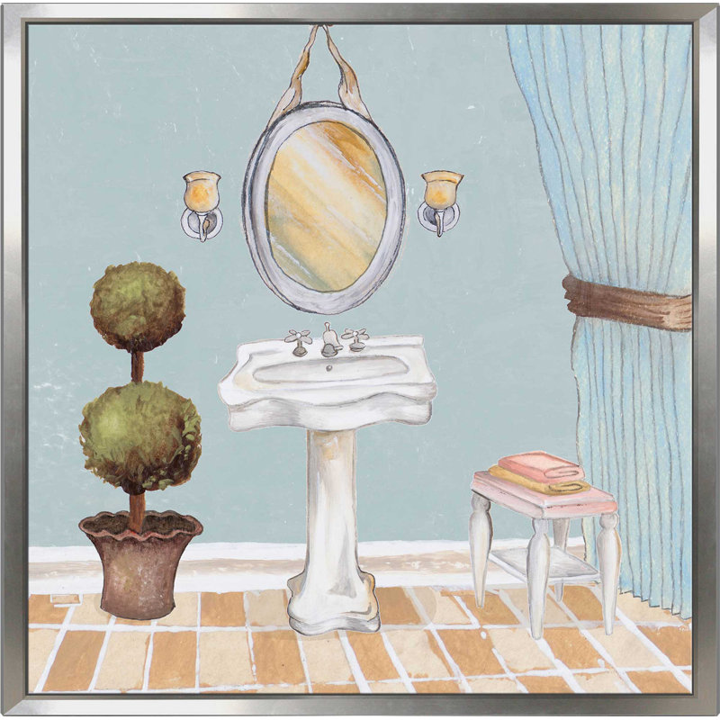 «Pastel Bath II», impression, H 21,5 po x l 21,5 po x P 2 po, Cadre flottant argent