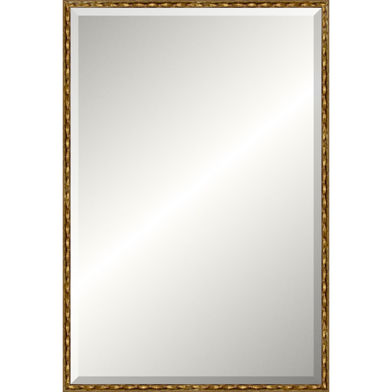 Antique Gold Wave Beveled Signature Mirror, Classic Vanity