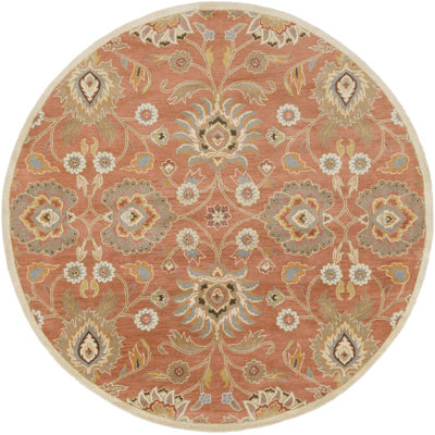 Arden Floral Handmade Tufted Wool Burnt Orange Area Rug