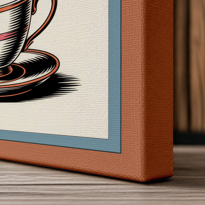 Teacup Tornado Surrealism - Wrapped Canvas, 36x24 - 91.4 x 61.0 cm, Terracotta Border