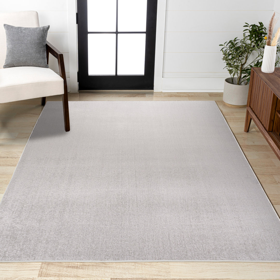 Twyla Classic Solid Low-Pile Machine-Washable Light Gray Rug Latitude Run® Rug 
