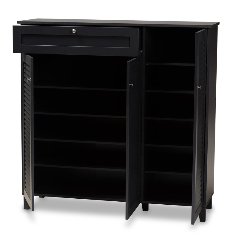 21 Pair Shoe Storage Cabinet, Dark Grey