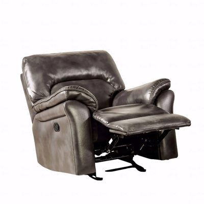 In In Dark Gray Finish Stand Alone Glider With Recliner Function Transitional Style Pillow Arms Welt Trim Primary Living Space