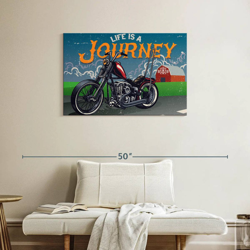 Mehar Life Is A Journey Motorcycle, 24" H x 36" W