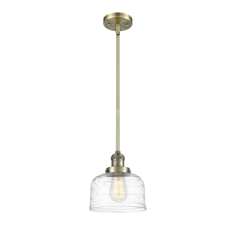 Luminaire suspendu en forme de cloche à 1 lumière Bolckow, Laiton antique