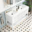 Meuble-lavabo double 60 po en bois massif avec plateau en quartz, entièrement assemblé-1317379533