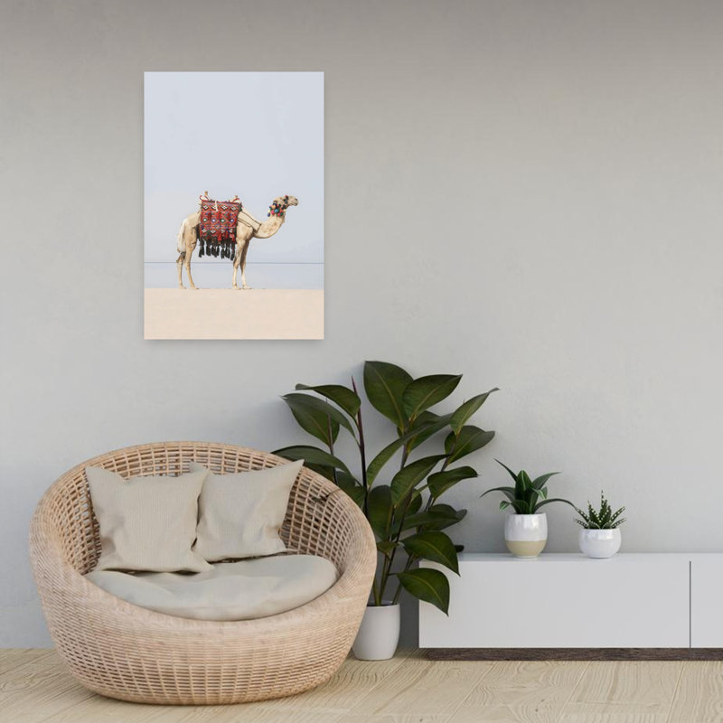 Art contemporain abstrait camel dans le désert, H 24 po x l 16 po