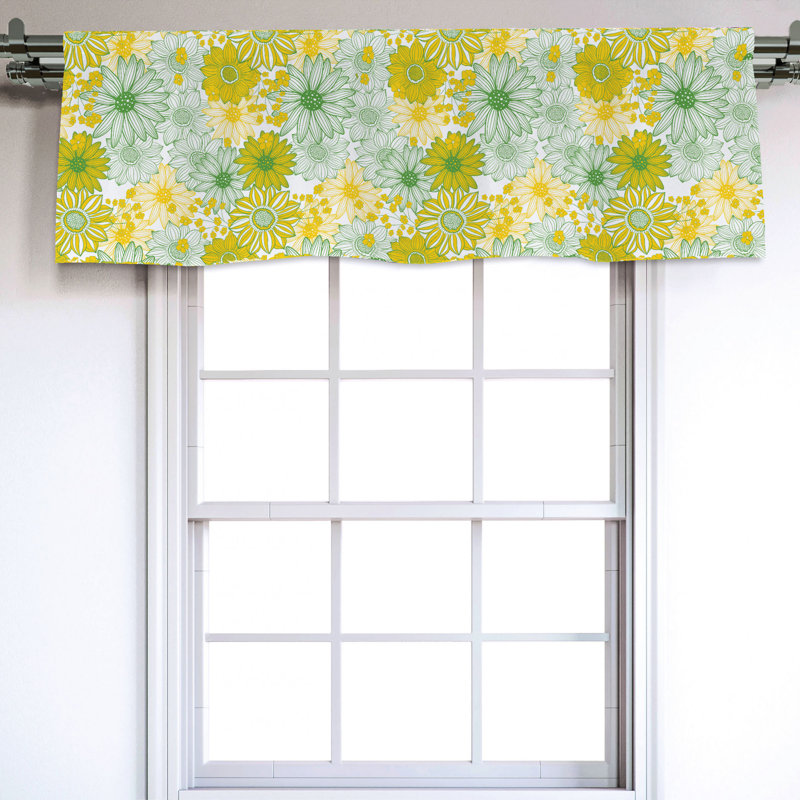 Sateen Floral Ruffled Window Valance