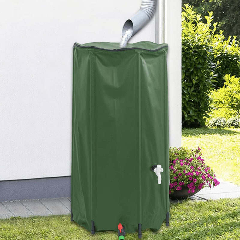 Dakota Fields Plastic Rain Barrel, Green, 100 L