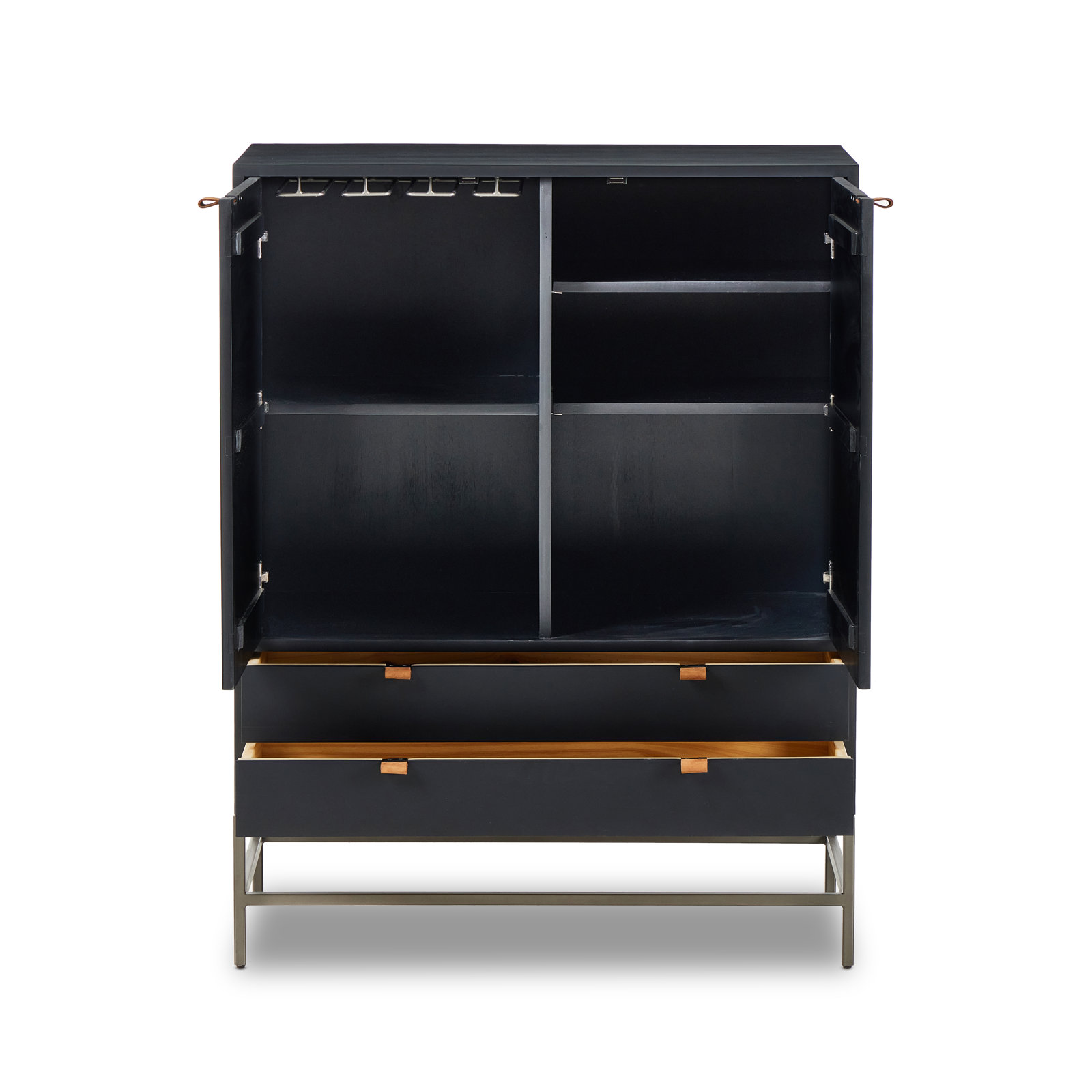 Loki Solid Wood Storage Cabinet, Black Wash Poplar