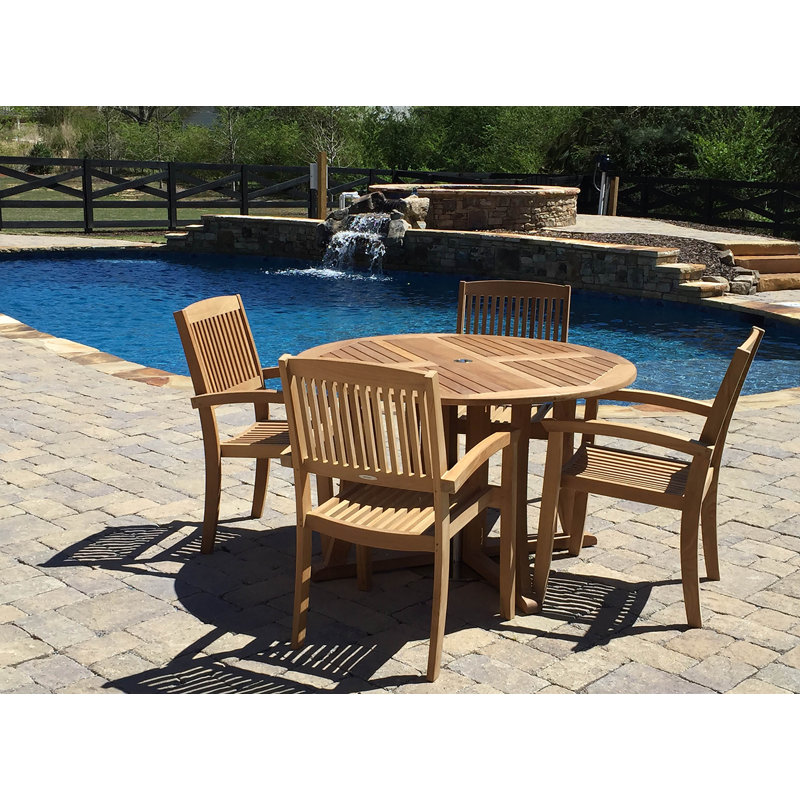 Jaydalynn Round Teak Outdoor Folding Dining Table