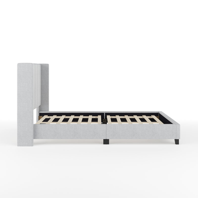 Lit plateforme tapissier Martha Stewart Kay, Gris, Double