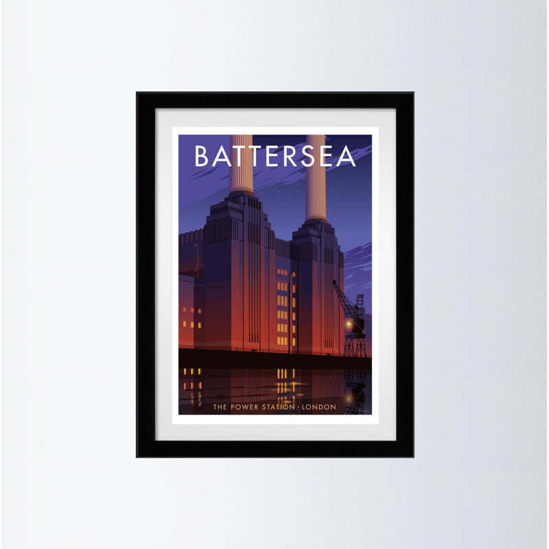 Battersea by Stephen Millership - Print, 43.5cm H x 33.5cm W x 2.2cm D, Black