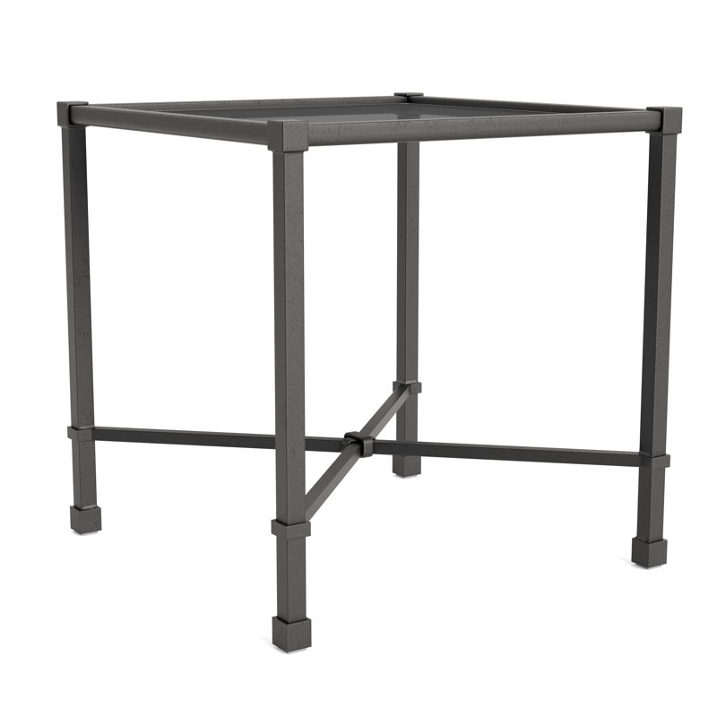 Venetian Outdoor Square Side Table, Textured Pewter