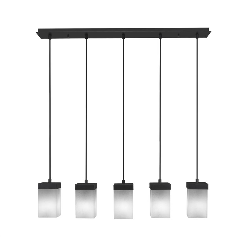 Luminaire suspendu linéaire 5 lumières Nouvelle, Espresso, Blanc