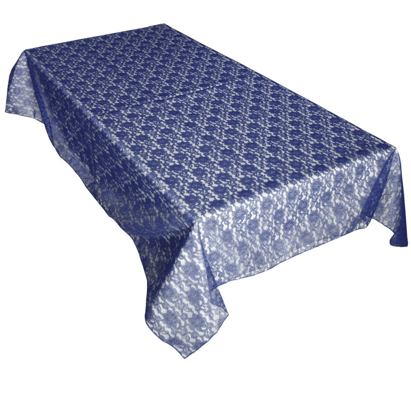 Floral Lace Overlay, 76" x 58", Navy